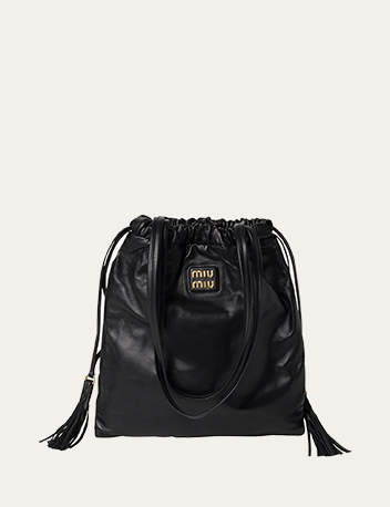 Miu Miu - Tassel Drawstring Leather Shoulder Bag