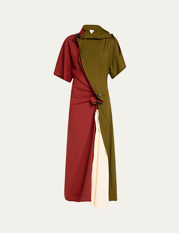 Bottega Veneta - Colorblock Fluid Stretch Viscose Piercing Dress