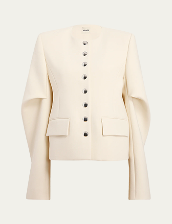 Khaite - Darlman Sleeve-Pleat Single-Breasted Collarless Jacket