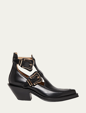 Gabriela Hearst - Leather Buckle Cutout Ankle Booties