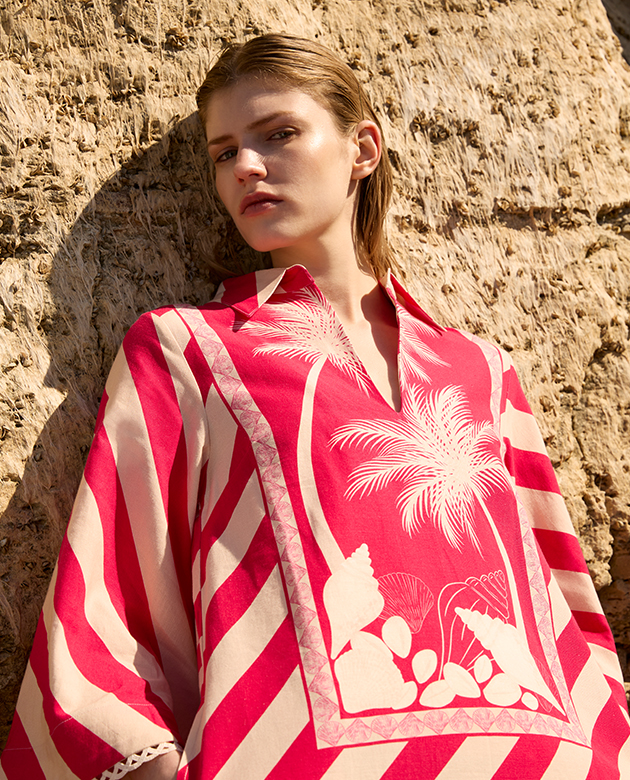 Model wears Verandah kaftan
