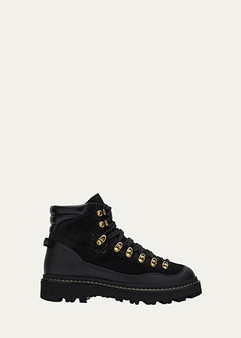 MONCLER - Peka Mixed Leather Hiking Boots