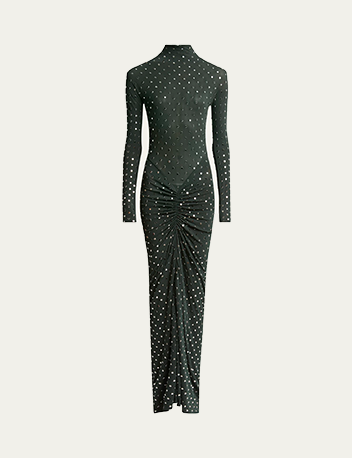 ALaïa - Studded Long-Sleeve Draped Sheer Maxi Dress