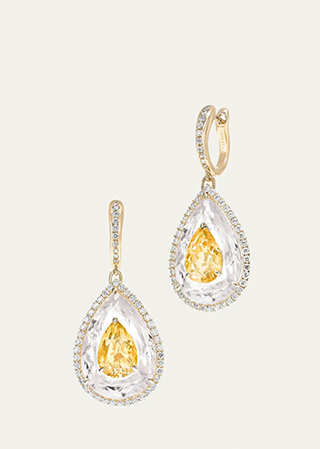 Boghossian - Shine 18K Yellow Gold Citrine and Rock Crystal Earrings with Diamonds