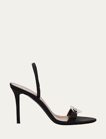 Giuseppe Zanotti - Marielena Silk Crystal-Buckle Slingback Sandals