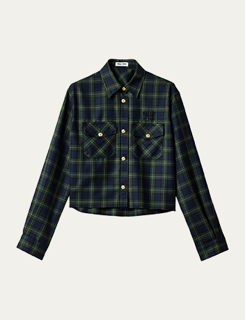 Miu Miu - Plaid Oversized Cropped Wool Shirt