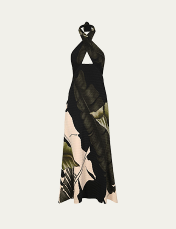 Johanna Ortiz - Elegant Expedition Printed Crossover Halter Ankle Dress