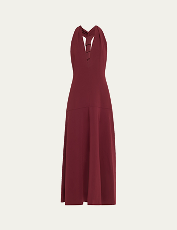 Proenza Schouler - Plunging Halter Twisted Matte Viscose Maxi Dress