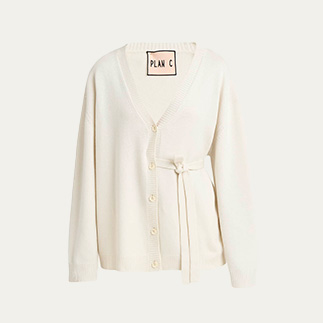 Plan C - Waist-Tie V-Neck Cashmere Cardigan