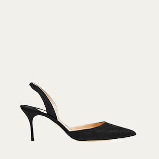 Manolo Blahnik - Carolyne Suede Mid-Heel Slingback Pump