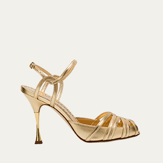 Manolo Blahnik - Makanak Metallic Caged Ankle-Strap Sandals