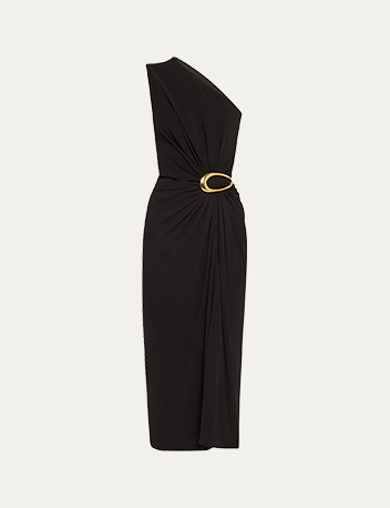 Bottega Veneta - One-Shoulder Crepe Viscose Jersey Buckled Dress