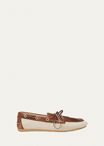 Miu Miu - Bow Canvas Leather Boat Shoes