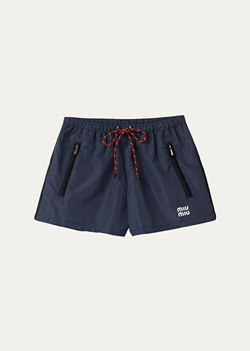 Miu Miu - Drawstring Zip-Pocket Shorts