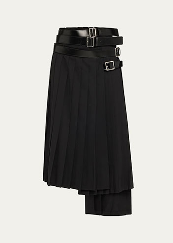 Junya Watanabe - Multi-Buckle Pleated Midi Skirt