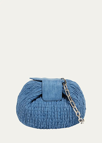 Gabriela Hearst - Demi Ruched Denim Clutch Bag 