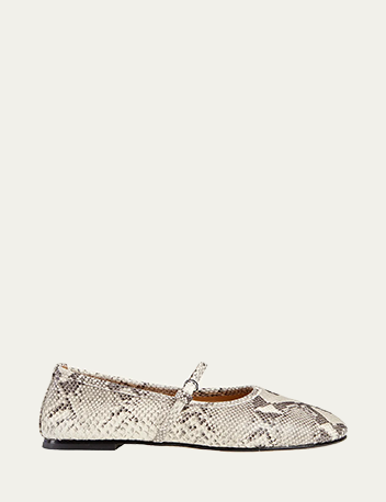 Dear Frances - Winter Balla Snakeskin-Print Leather Ballet Flats