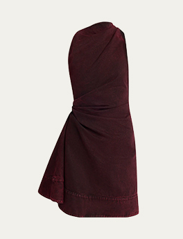 Alexander McQueen - Red-Wash Denim Draped Sleeveless Mini Dress