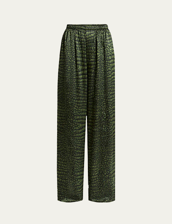 Balenciaga - Crocodile Print Silk Satin Pajama Pants