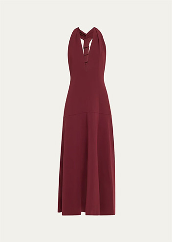 Proenza Schouler - Plunging Halter Twisted Matte Viscose Maxi Dress