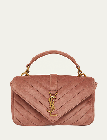 Saint Laurent - College Mini Chain Shoulder Bag in Suede