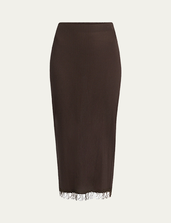 The Row - Indira Lace-Trim Rib Midi Pencil Skirt