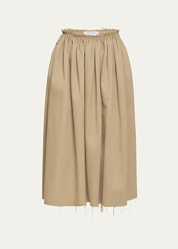 Gabriela Hearst - Chiara Frayed Poplin Midi Skirt