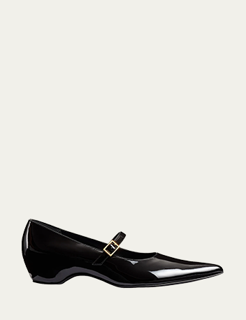 Khaite - Sybil Patent Leather Mary Jane Flats