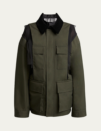 Sacai - Sheer Insert Grosgrain Cargo Pocket Utility Jacket