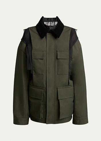 SACAI - Sheer Insert Grosgrain Cargo Pocket Utility Jacket
