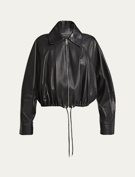 Loewe - Leather Zip-Up Drawstring Balloon Jacket
