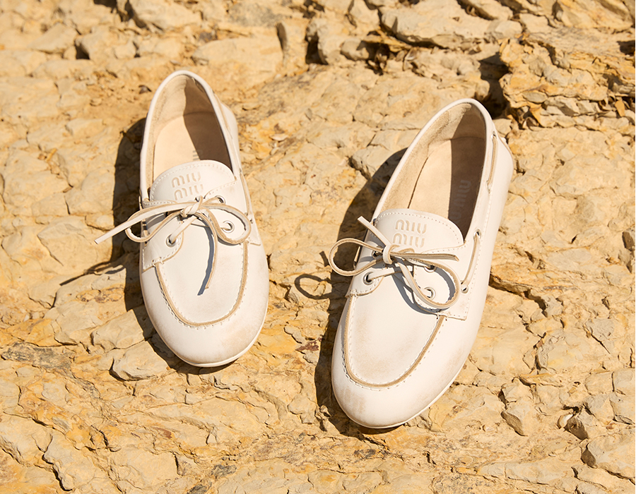 The Bestsellers: Picture of Miu Miu - Leather Lace-Up Moccasins