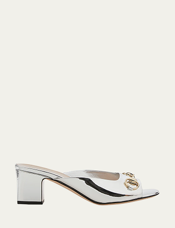 Gucci - Lady Metallic Horsebit Slide Sandals