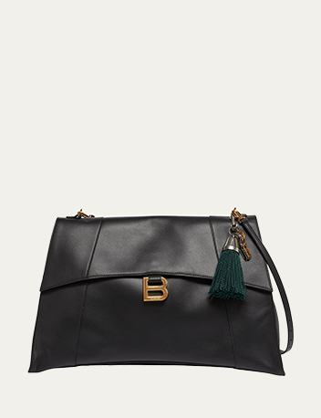 Balenciaga - Hourglass Medium Leather Shoulder Bag with Tassel Charms