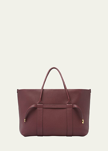 LORO PIANA - Ghiera Grained Leather & Cashmere Tote