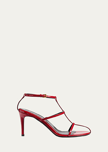Khaite - Leather T-Strap Sandals