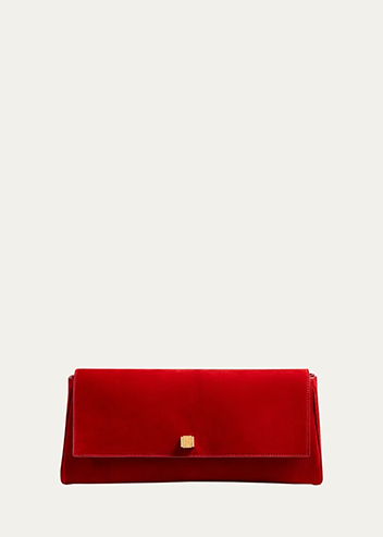 Khaite - Audrey Flap Suede Clutch Bag