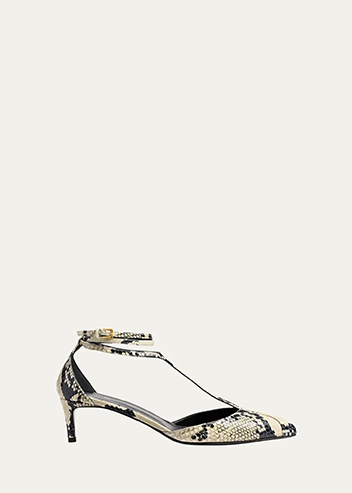 Khaite - Mia Snake-Effect Leather Kitten-Heel Pumps