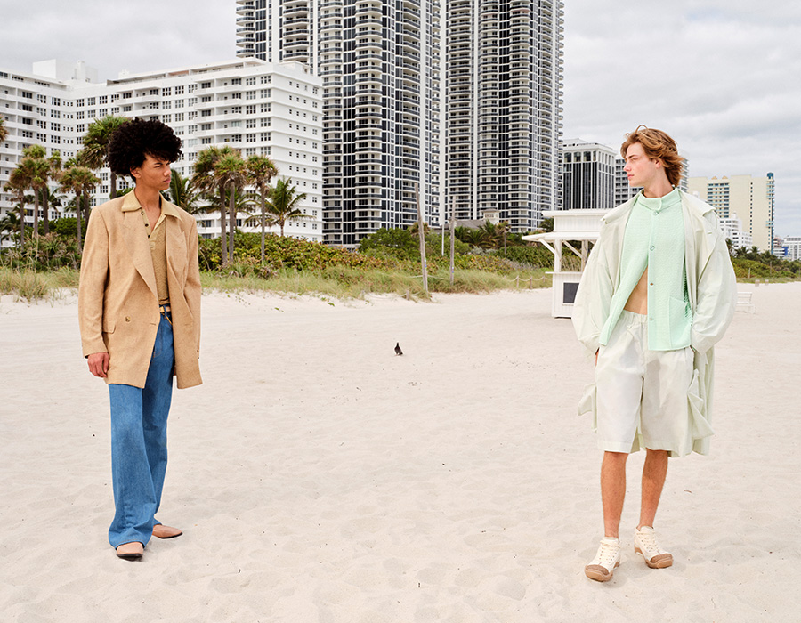 Models wear S25' Homme Plisse by Issey Miyake