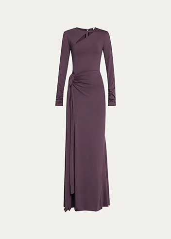 Victoria Beckham - Long Sleeve Cutout Tie Front Gown