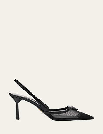 Prada - Rete Nylon Mesh Slingback Pumps