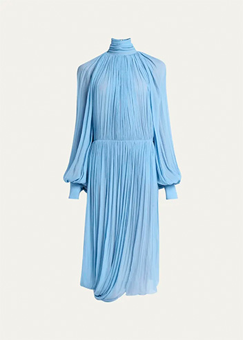 STELLA MCCARTNEY - Draped High Neck Silk Midi Dress