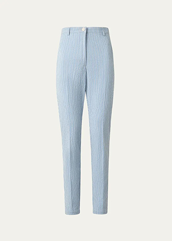 Akris punto - Freda Seersucker Striped Tapered-Leg Pants