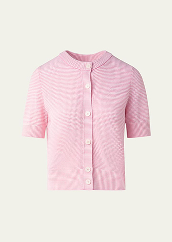 Akris punto - Mesh Short-Sleeve Merino Wool Cardigan