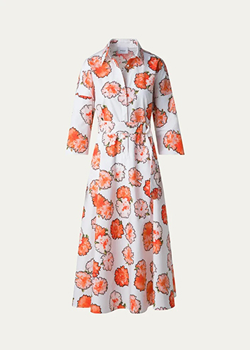 Akris punto - Carnation Print Belted Midi Dress
