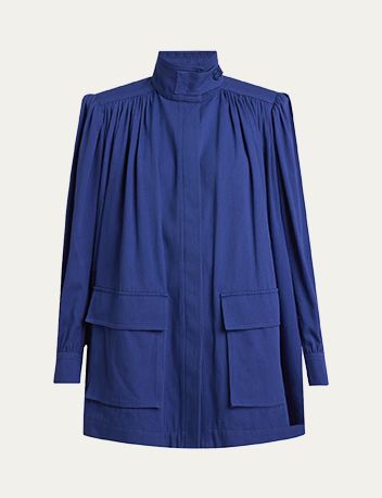 Chloé - Gathered High Neck Utilitarian Canvas Jacket
