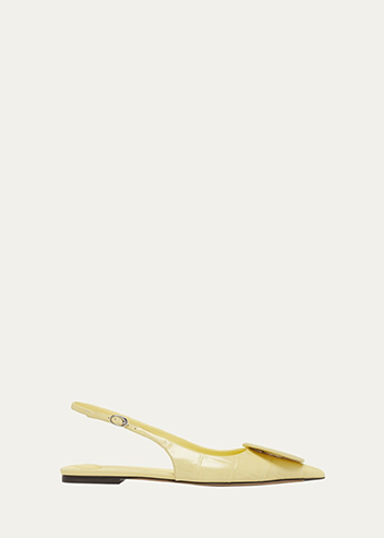 Jacquemus - Slingback Croc-Embossed Leather Flats