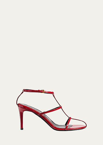 Khaite - Leather T-Strap Sandals