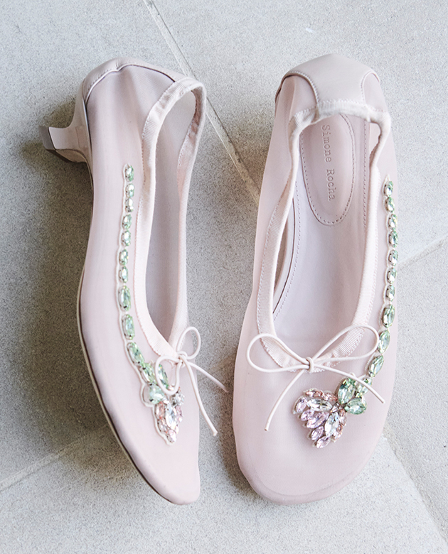 Simone Rocha - Flower Embellished Mesh Ballerina Kitten Flats