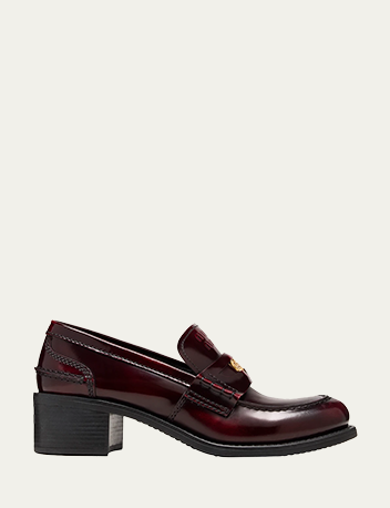 Miu Miu - Leather Heeled Penny Loafers